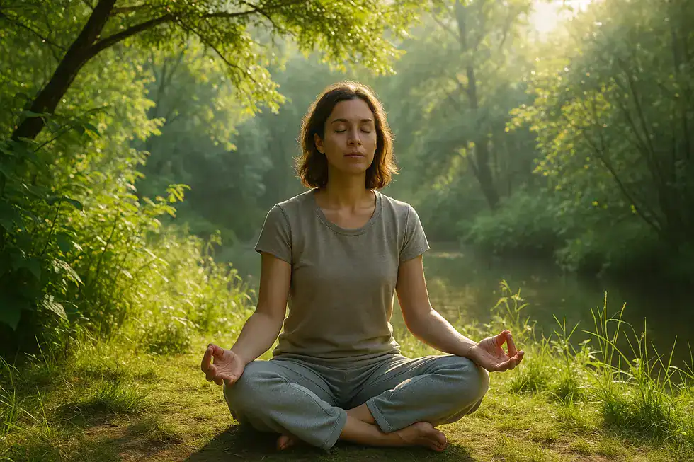Yogaübungen fördern Ruhe und Stressreduktion.