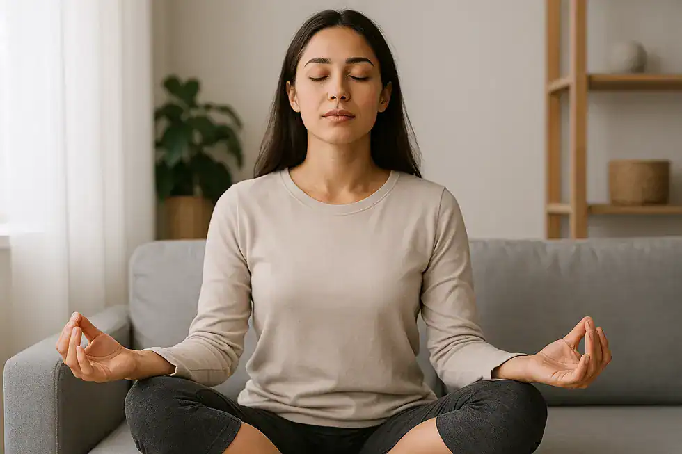 Yogaübungen fördern Ruhe und Stressreduktion.