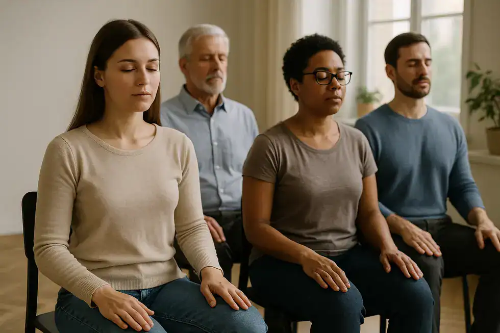Yogaübungen fördern Ruhe und Stressreduktion.