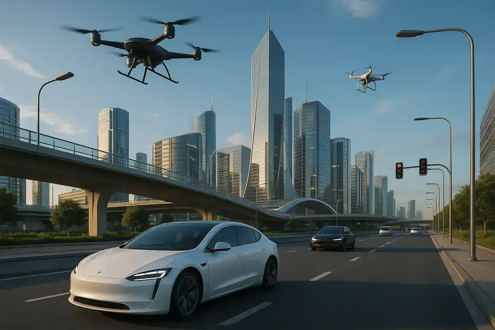 AI-driven city illustrating technological advancements in 2025.
