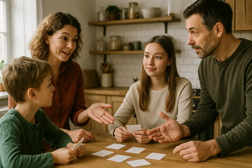 Familienmitglieder tauschen freundschaftlich Ideen aus und verstehen sich besser.