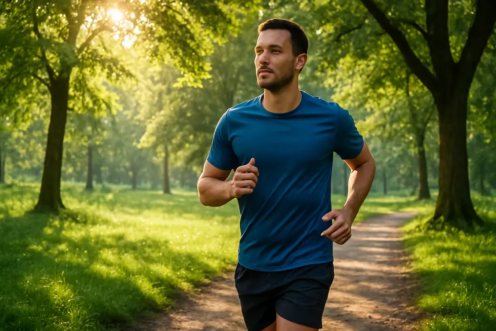 Jogging through a park as a key method to enhance stress resistance through physical activity.