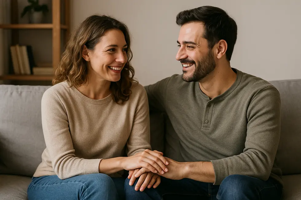 A couple engaging in a meaningful conversation, reflecting systemic understanding in partnerships.