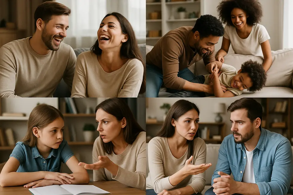 A collage of diverse family interactions.
